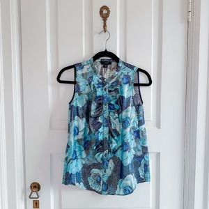 J Crew Floral print lurex top